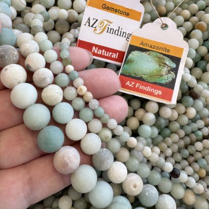 Wholesale Natural Gemstone Beads - 100% Genuine Matte Black Amazonite Gemstone Bead - Smooth Round Shape - (Sold Per 15" Strand)