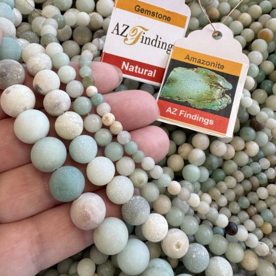Wholesale Natural Gemstone Beads - 100% Genuine Matte Black Amazonite Gemstone Bead - Smooth Round Shape - (Sold Per 15" Strand)