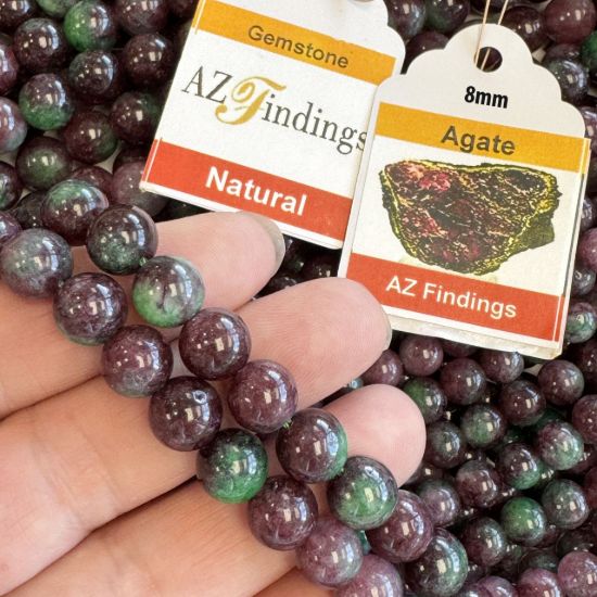 Wholesale Natural Gemstone Beads - 100% Genuine Watermelon Agate Gemstone Bead - Smooth Round Shape - (Sold Per 15" Strand)