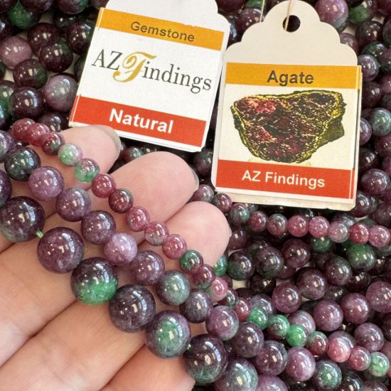 Wholesale Natural Gemstone Beads - 100% Genuine Watermelon Agate Gemstone Bead - Smooth Round Shape - (Sold Per 15" Strand)